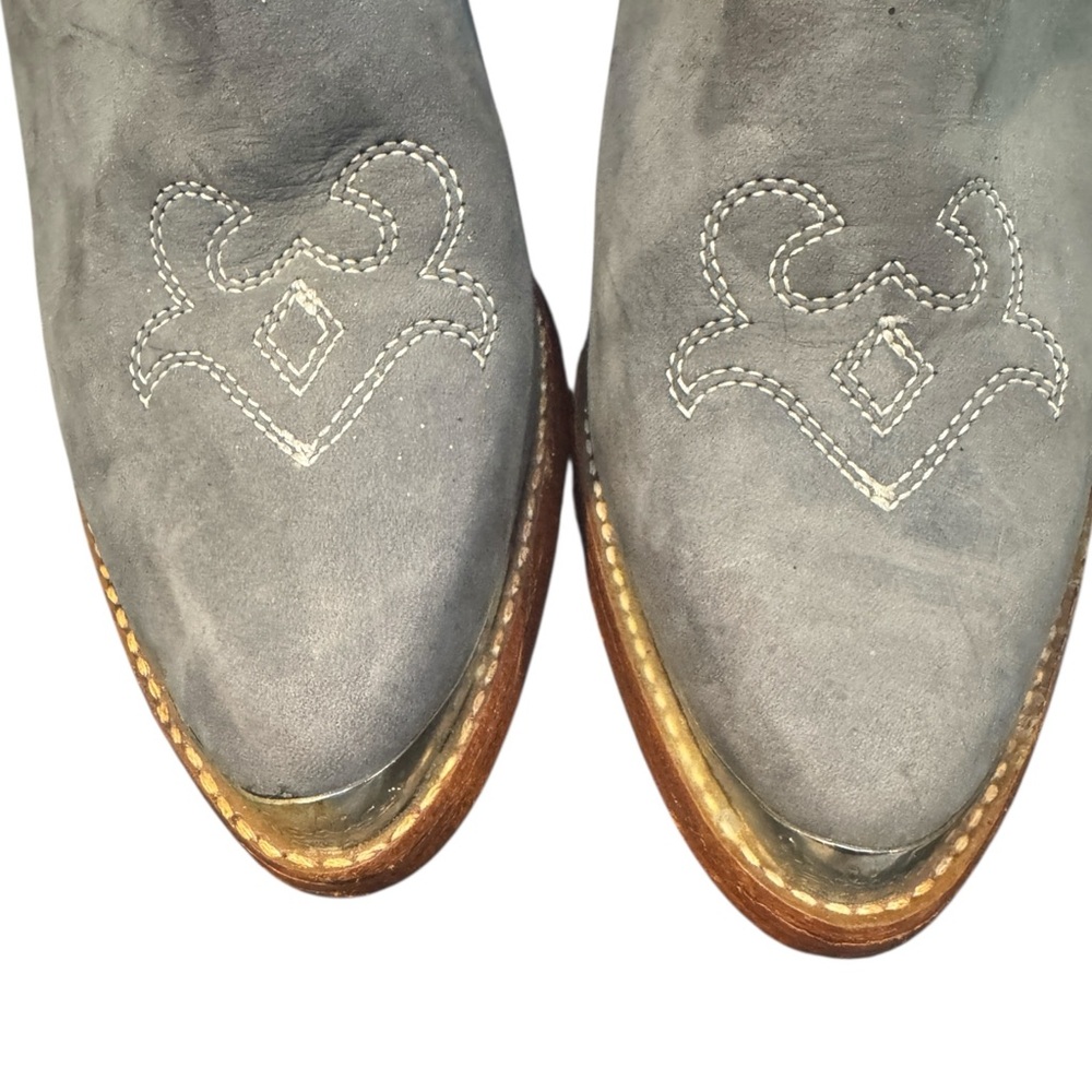 VTG Womens NOS Cowboy Boots ZODIAC USA Grey Suede Heeled Costal Cowgirl Size 8M - Picture 4 of 11